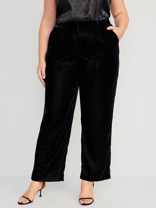 Old Navy Extra High-Waisted Pleated Taylor Trouser Velvet Pants