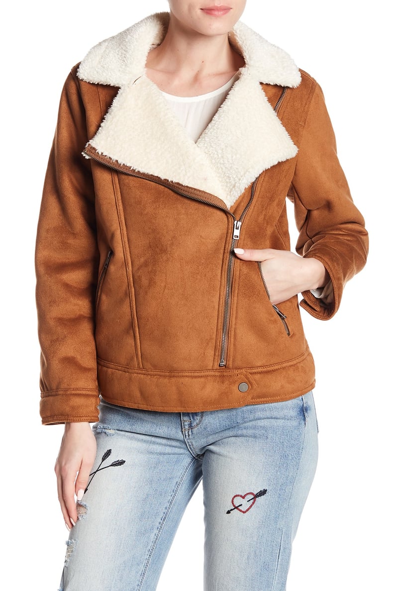 Lucky Brand Faux Shearling Aviator Jacket in Brown