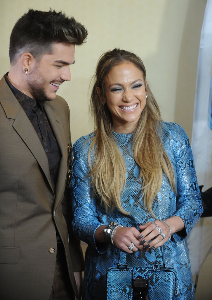 Jennifer Lopez and Adam Lambert shared a sweet moment at the American Idol photo call in NYC on Wednesday. The alum is serving as a guest judge while Keith Urban mourns the loss of his wife Nicole Kidman's father, Dr. Antony Kidman.