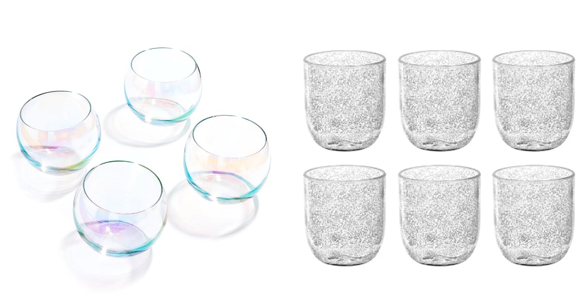 Glass & Gold-Tone Hammered Design Stemless Wine Glasses, Set of 4