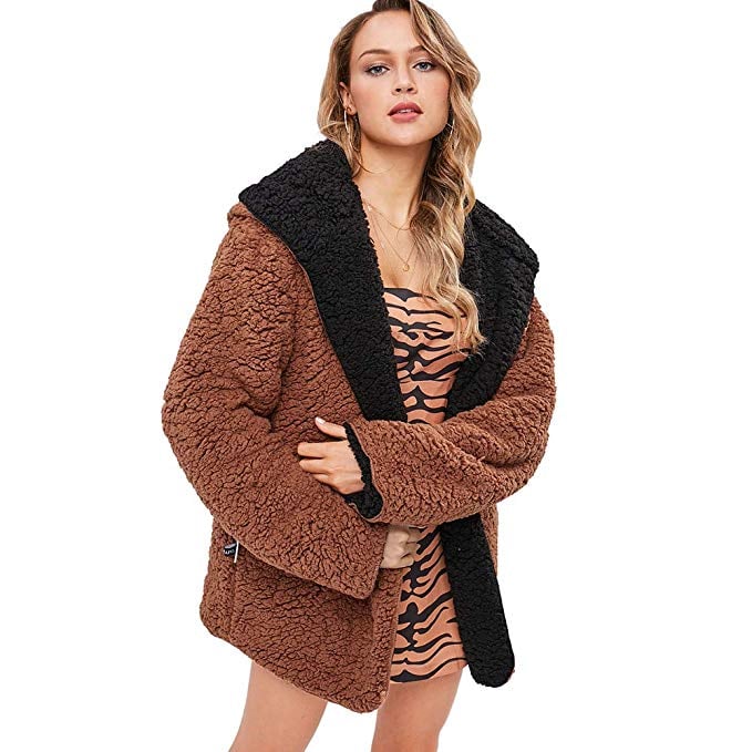 Open front sale lamb wool coat