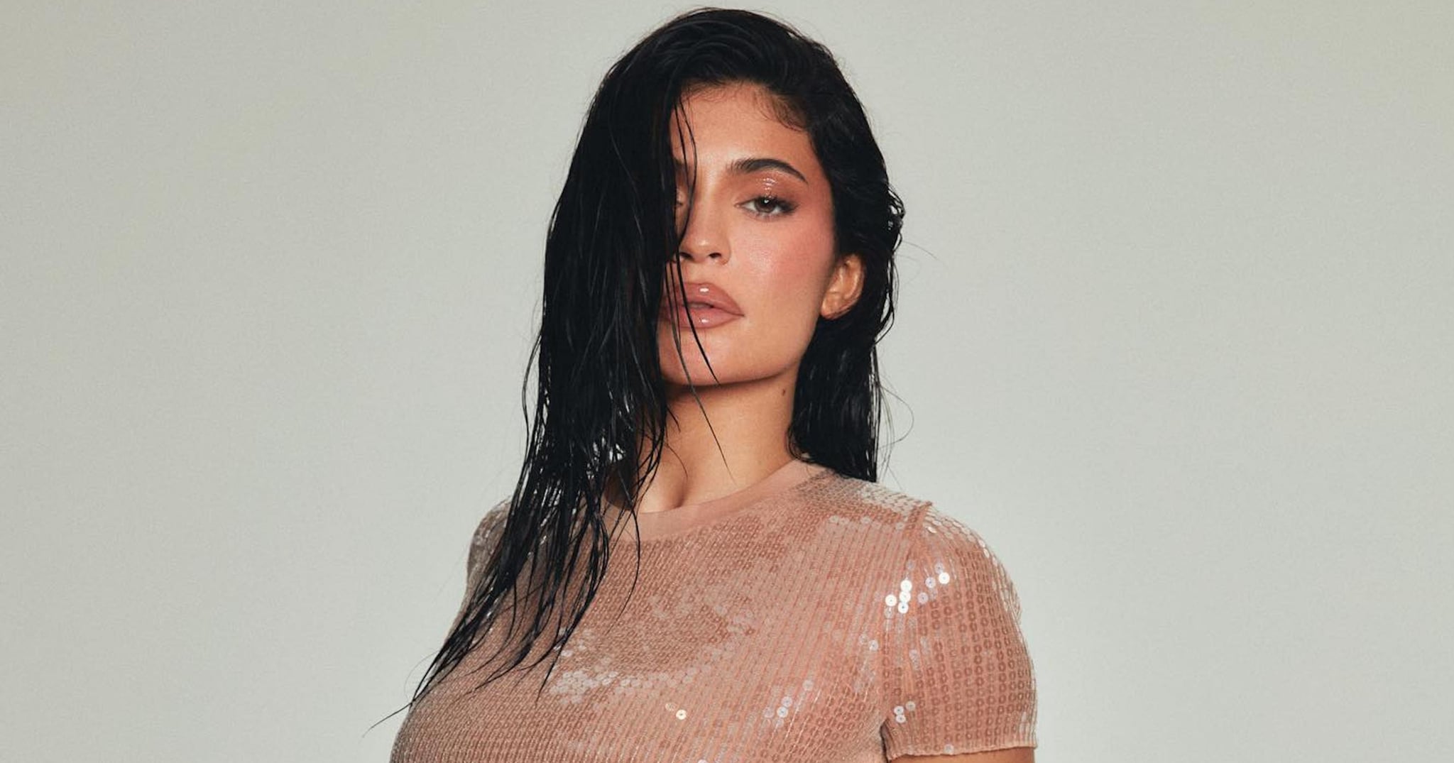 Kylie Jenner Takes on the Naked Trend in a Sequin Crop Top and Nude Briefs