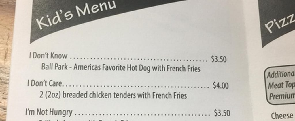 Deli's Honest Kid's Menu