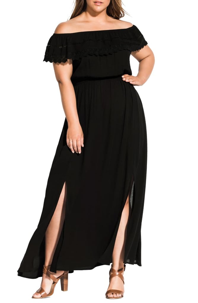 City Chic Tropicana Off the Shoulder Maxi Dress