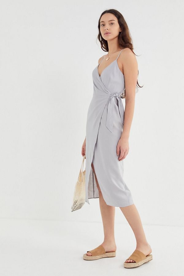 UO Quebec Linen Side-Tie Midi Wrap Dress | 100 Flattering and Versatile  Midi Dresses That'll Be Sold Out by May, We're Calling It | POPSUGAR  Fashion Photo 96