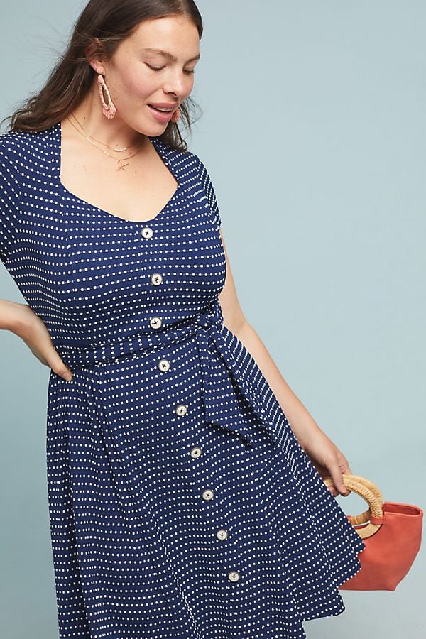 a line button front dress