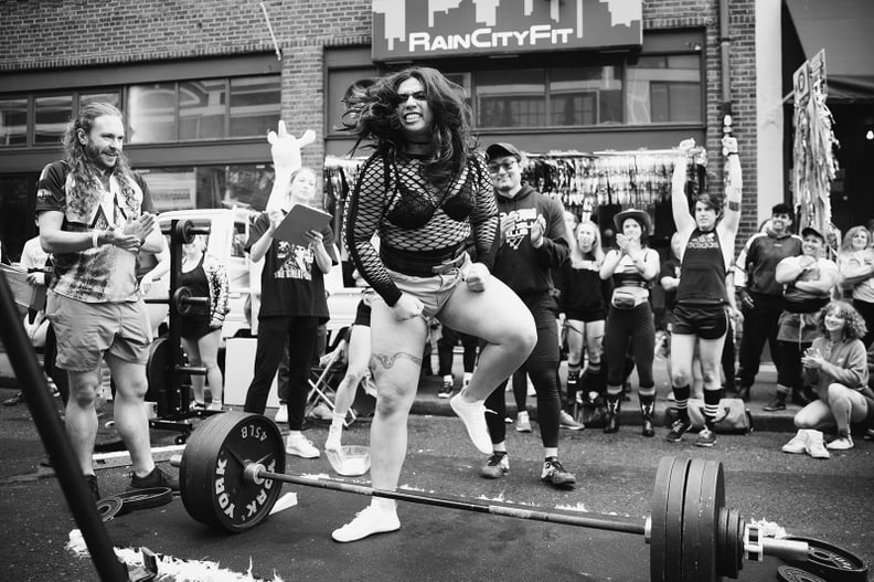 Angel Flores deadlifting during Pride 2023; courtesy of Kestrel Bailey Photography