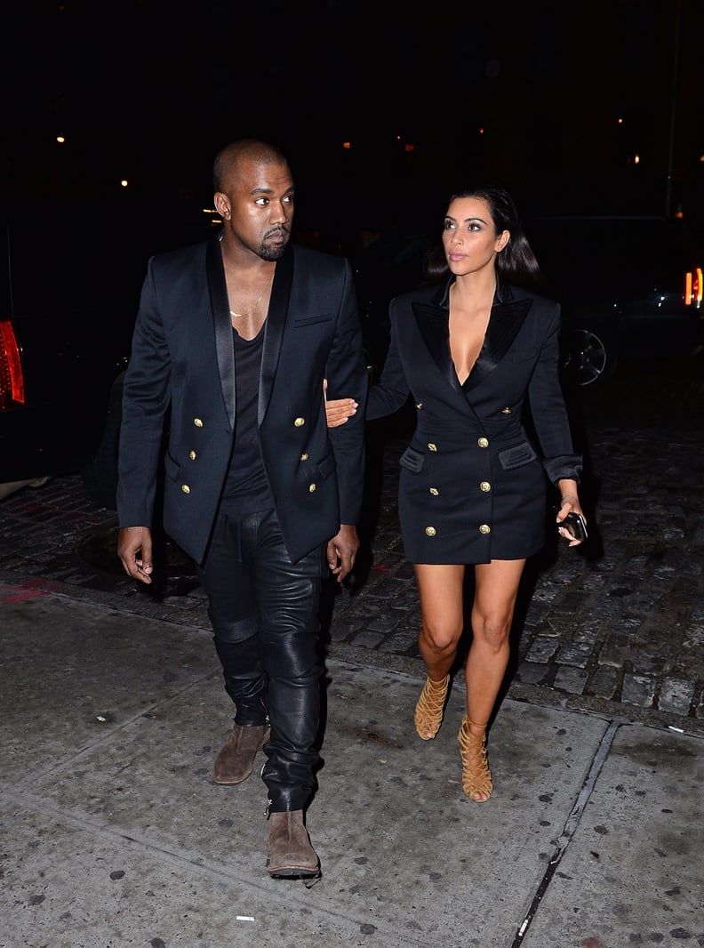 Kanye West and Kim Kardashian Sported Their Custom Balmain Blazers