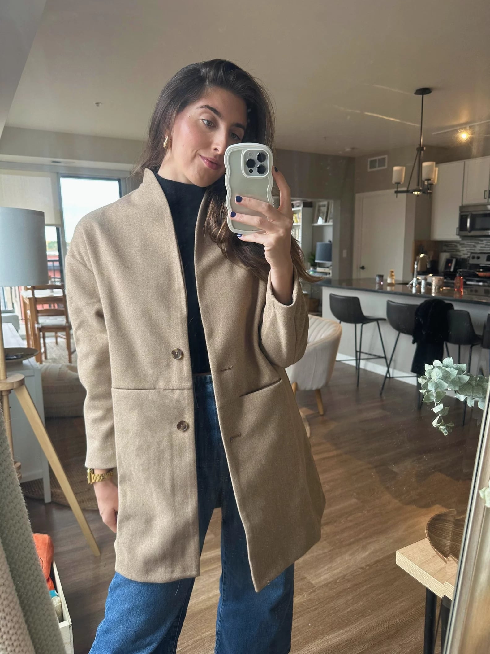 Navy cardigan coat cheap