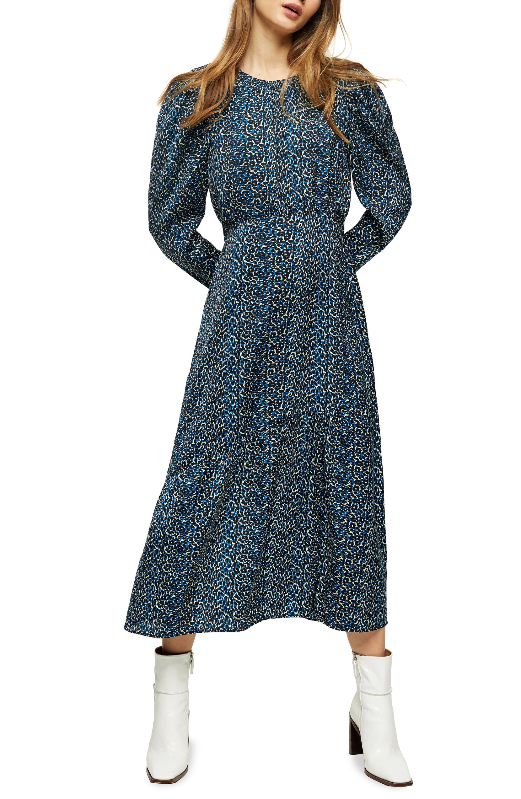 Topshop animal deals print midi dress