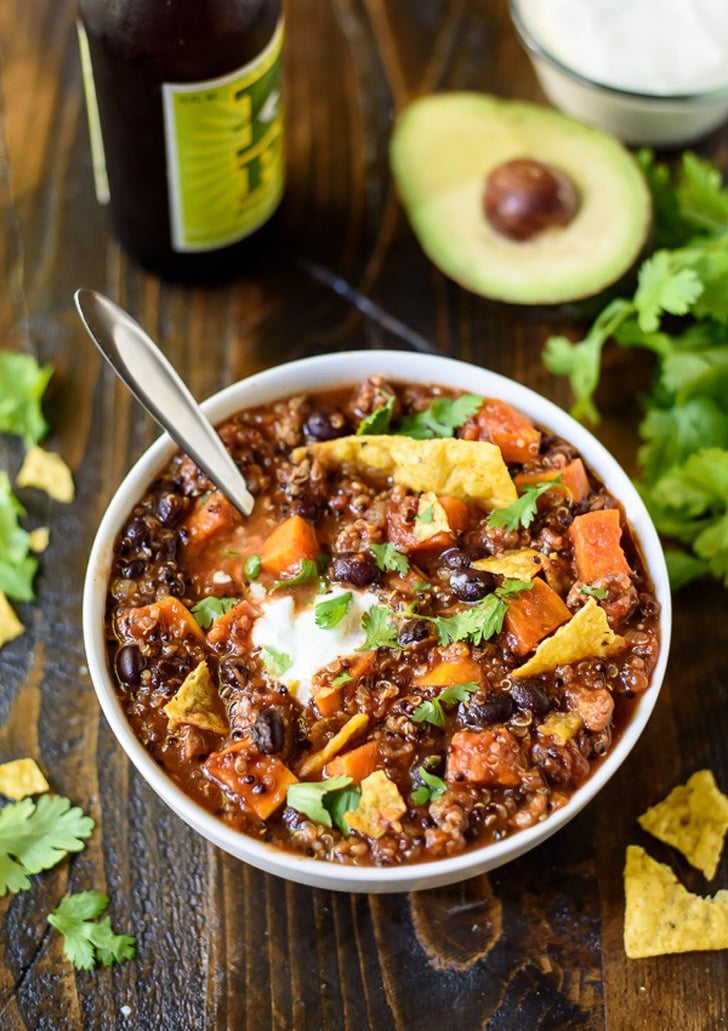 SlowCooker Turkey Chili With Quinoa, Sweet Potatoes, and Black Beans