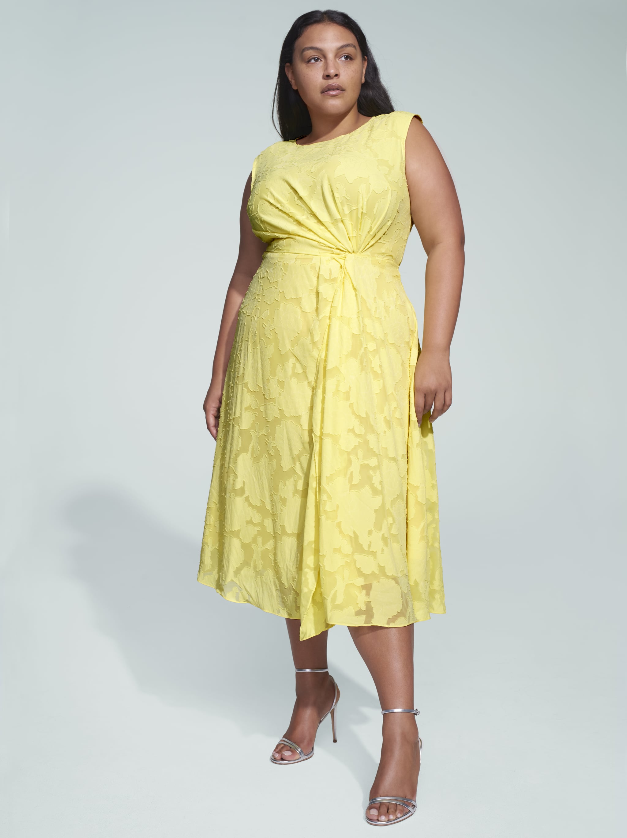 pleated detail midi dress
