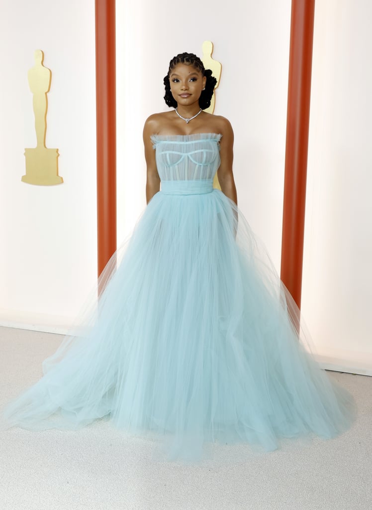 Halle Bailey's Sheer Blue Dress at the Oscars 2023