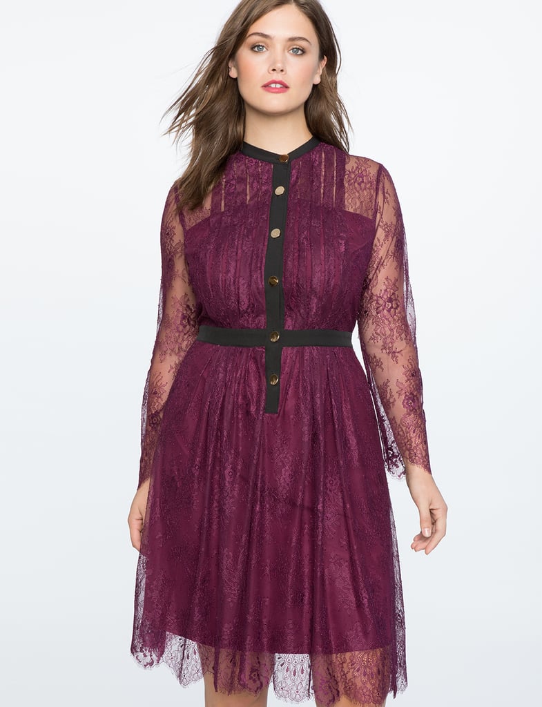 Eloquii Lace Pleat Front A-Line Dress