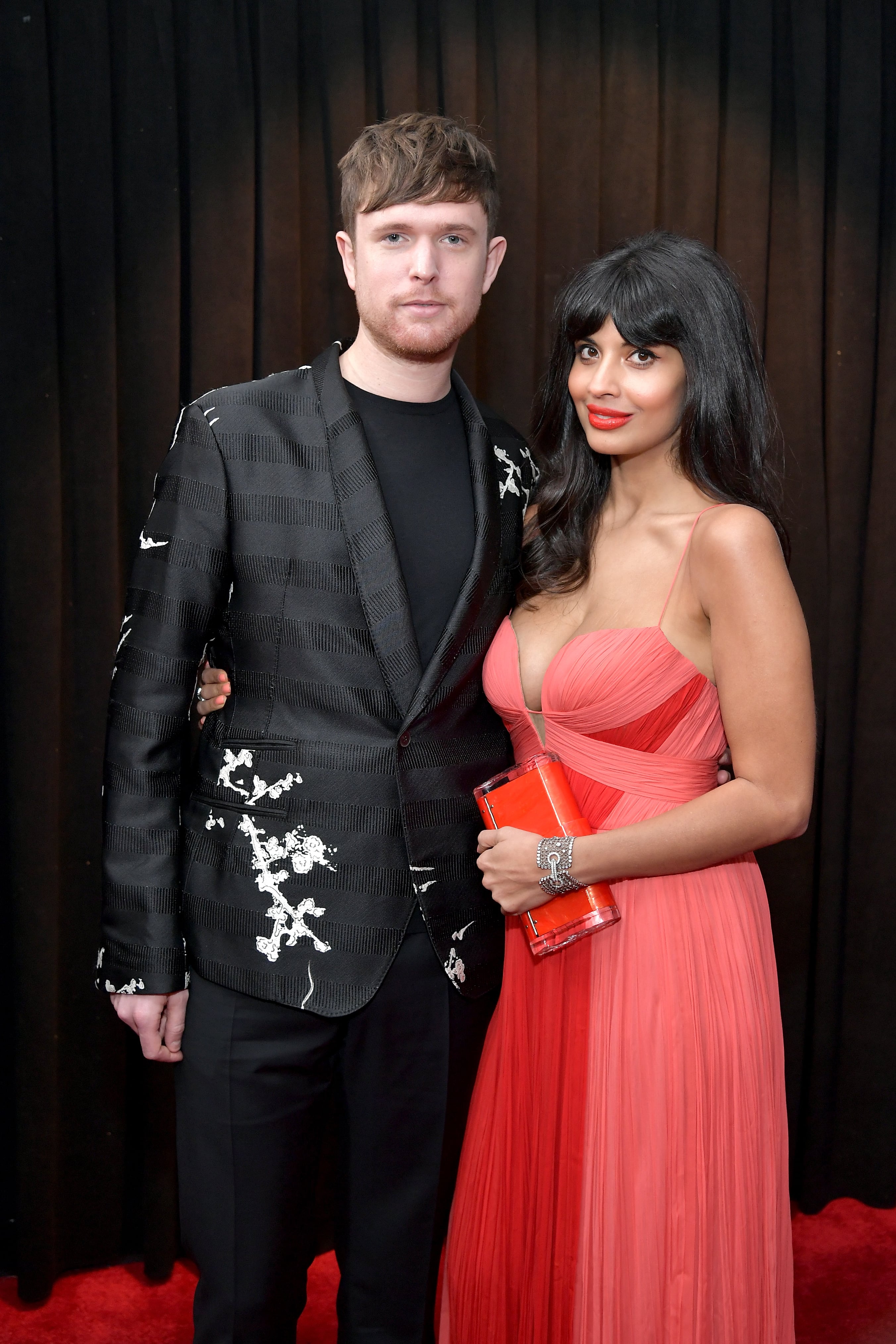 Jameela Jamil Goldfish Earrings at the 2019 Grammys POPSUGAR Fashion