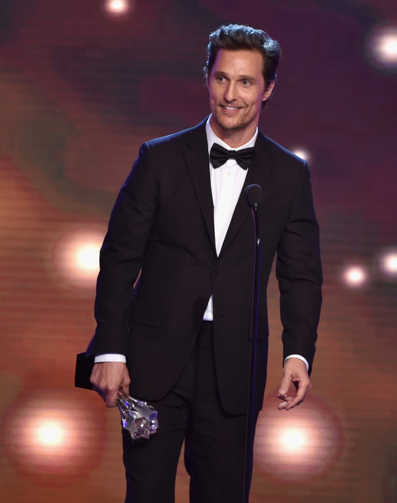 Matthew McConaughey accepted his award onstage at the Critics' Choice Television Awards.