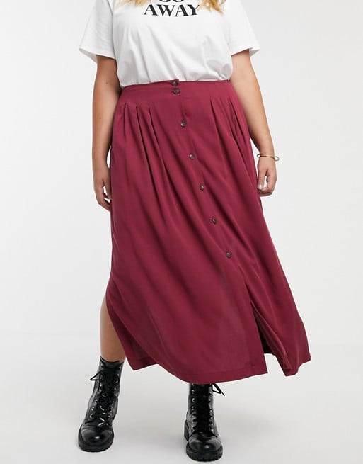 ASOS Design Curve Box Pleat Midi Skirt