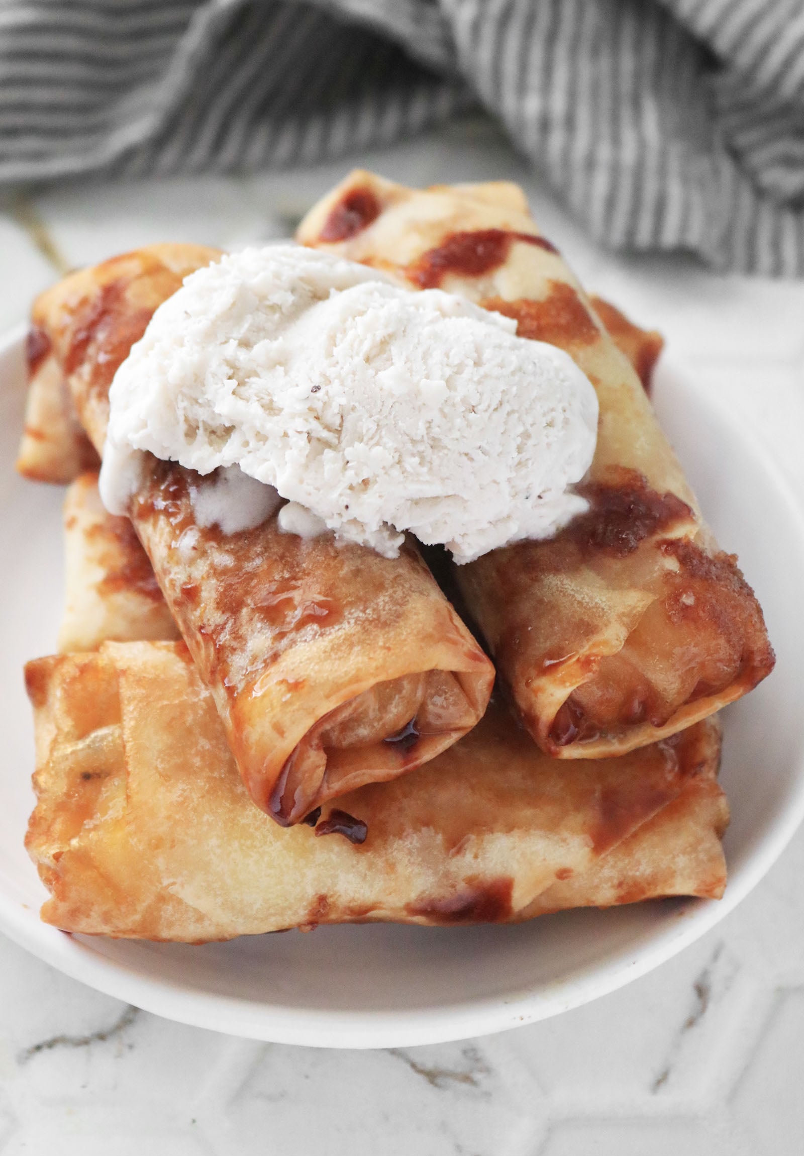 Turon with vanilla ice cream