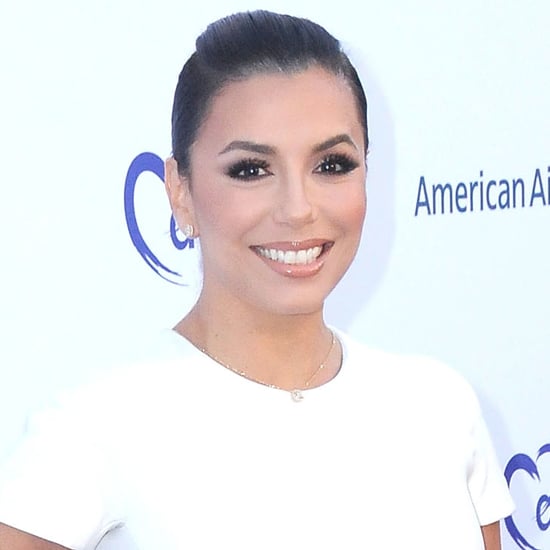 Eva Longoria in a Classic White Dress and Braided Bun