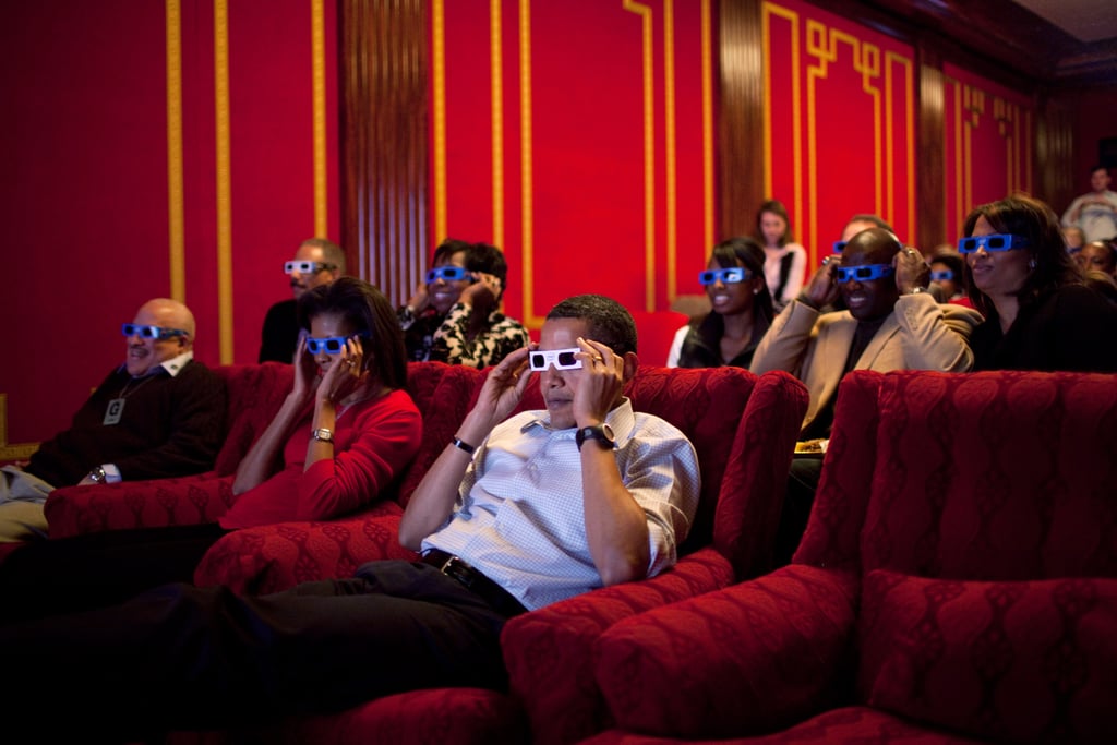 Watching the Super Bowl in 3D at the White House in 2009.