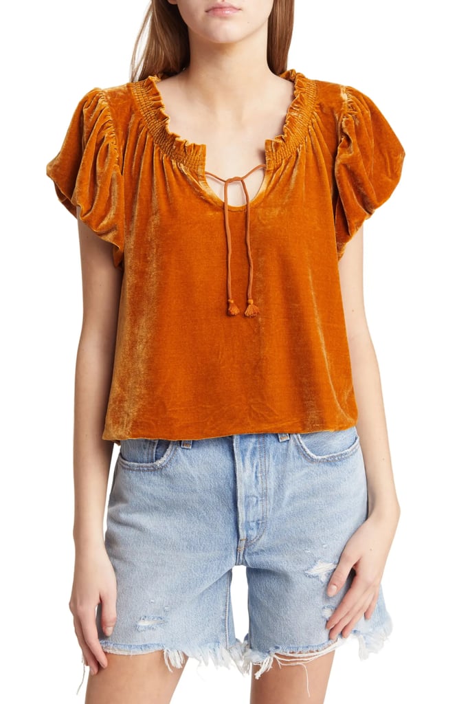 Vibrant Velour: Free People Terese Velour Crop Top