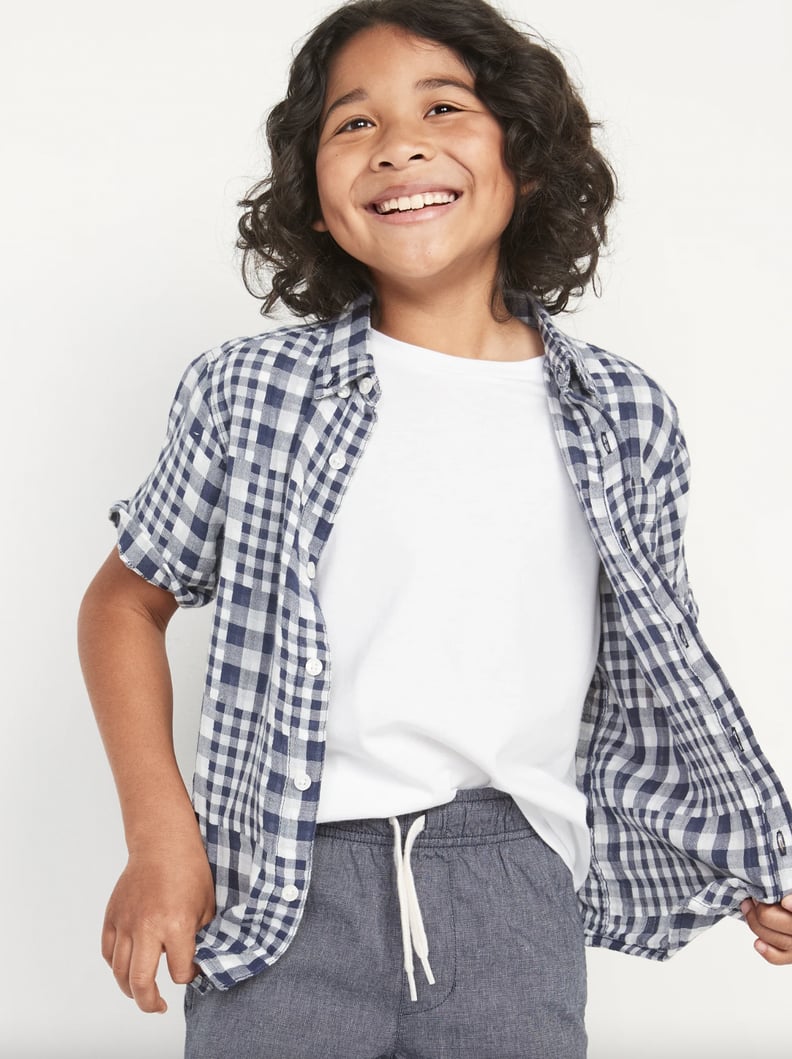 Old Navy Patterned Double-Weave Short-Sleeve Shirt For Boys