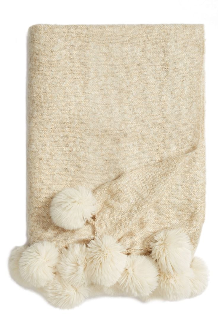 Nordstrom at Home Brushed Throw With Pompoms