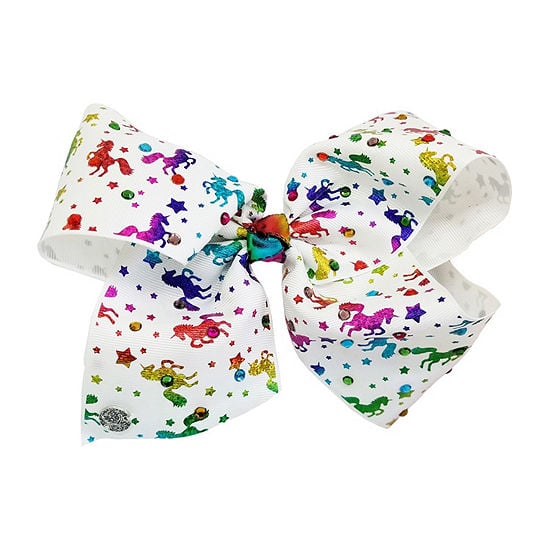 JoJo Siwa Signature Rainbow Metallic Unicorn Print Bow