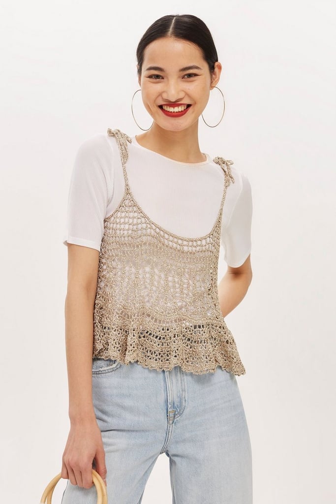 Metallic Crochet Swing Top