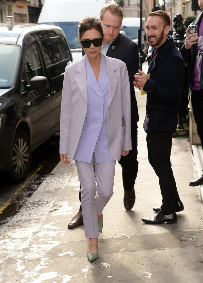 Victoria Beckham Wearing a Purple Suit | POPSUGAR Fashion