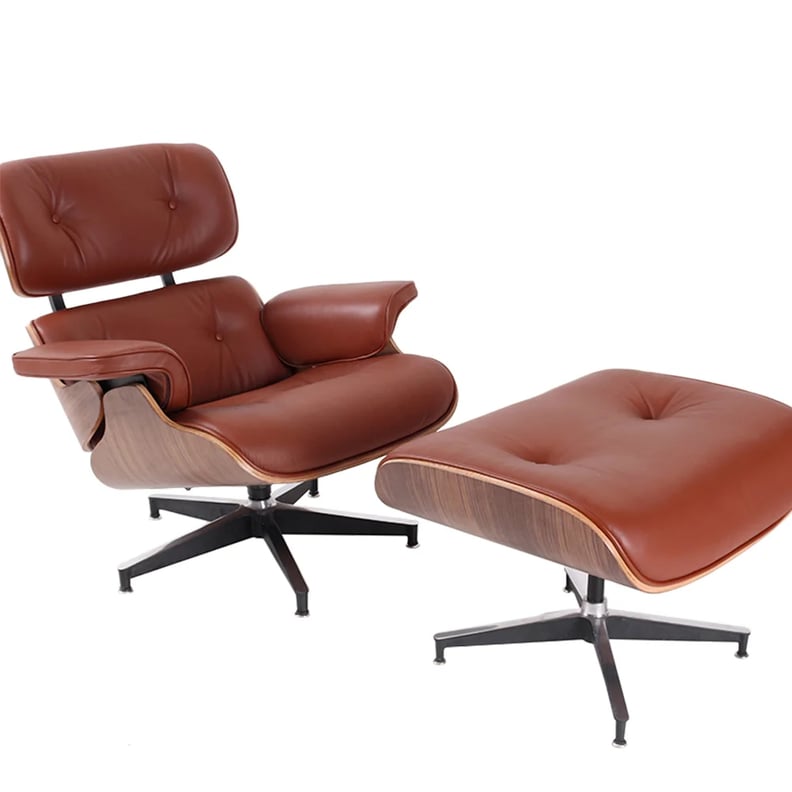 Best Lounge Chair: Corrigan Studio Girolamo Wide Tufted Leather Swivel Lounge Chair and Ottoman