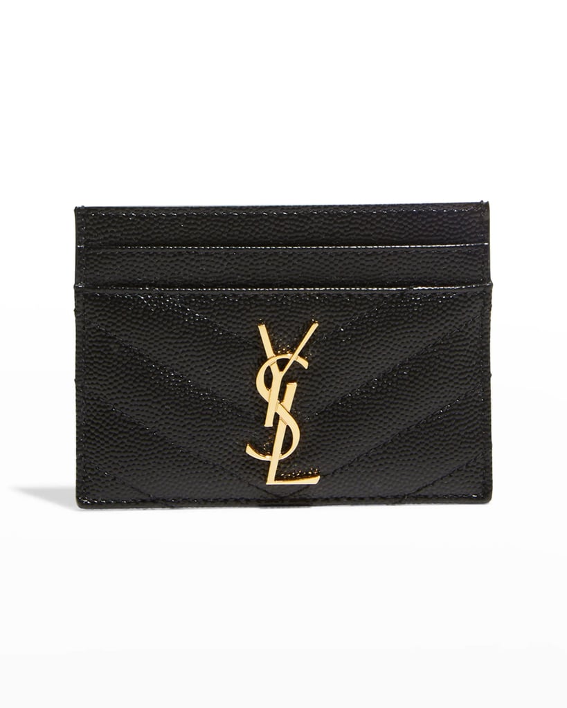 A Mini Wallet: Saint Laurent Monogramme Grain de Poudre Leather Card Case