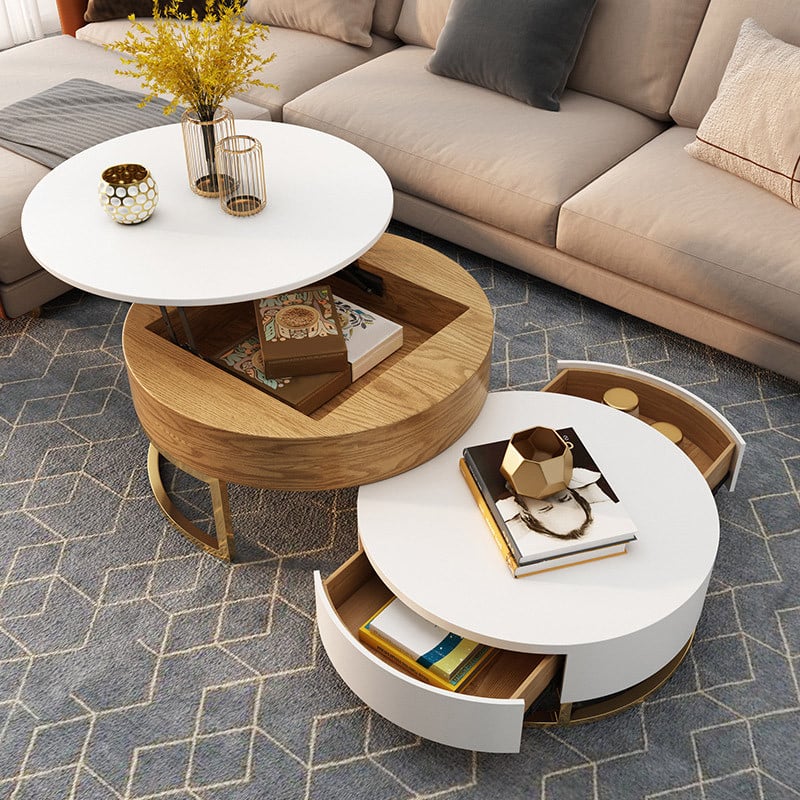 Round Coffee Table with Storage LiftTop The Best Furniture From