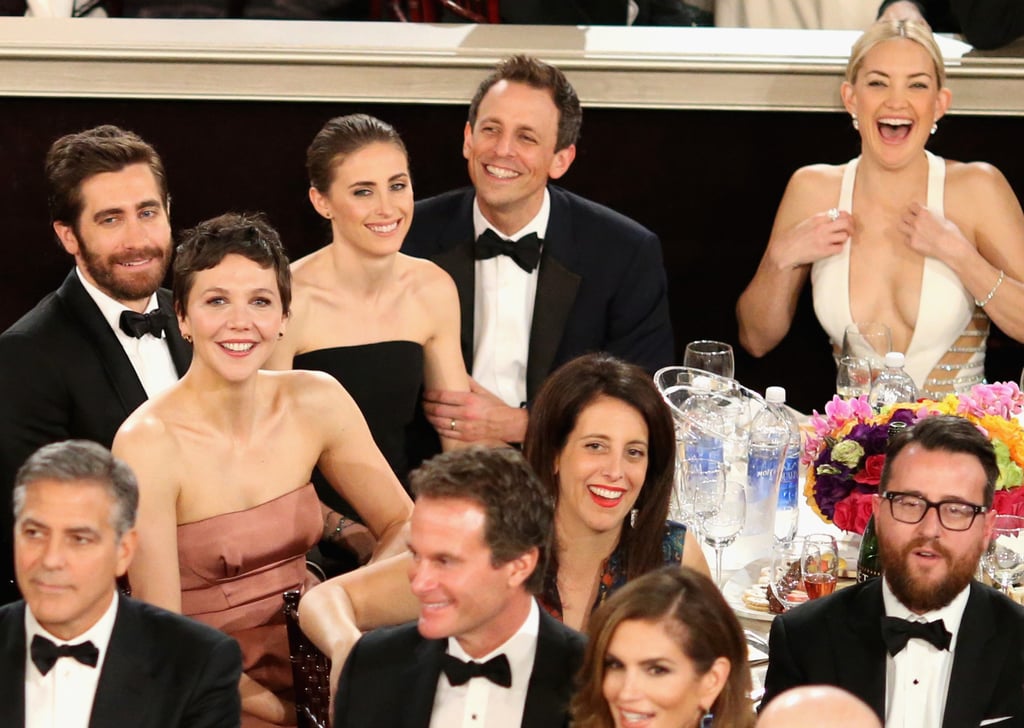 Kate Hudson shared a laugh and a table with Jake and Maggie Gyllenhaal as well as Seth Meyers and his wife, Alexi Ashe.