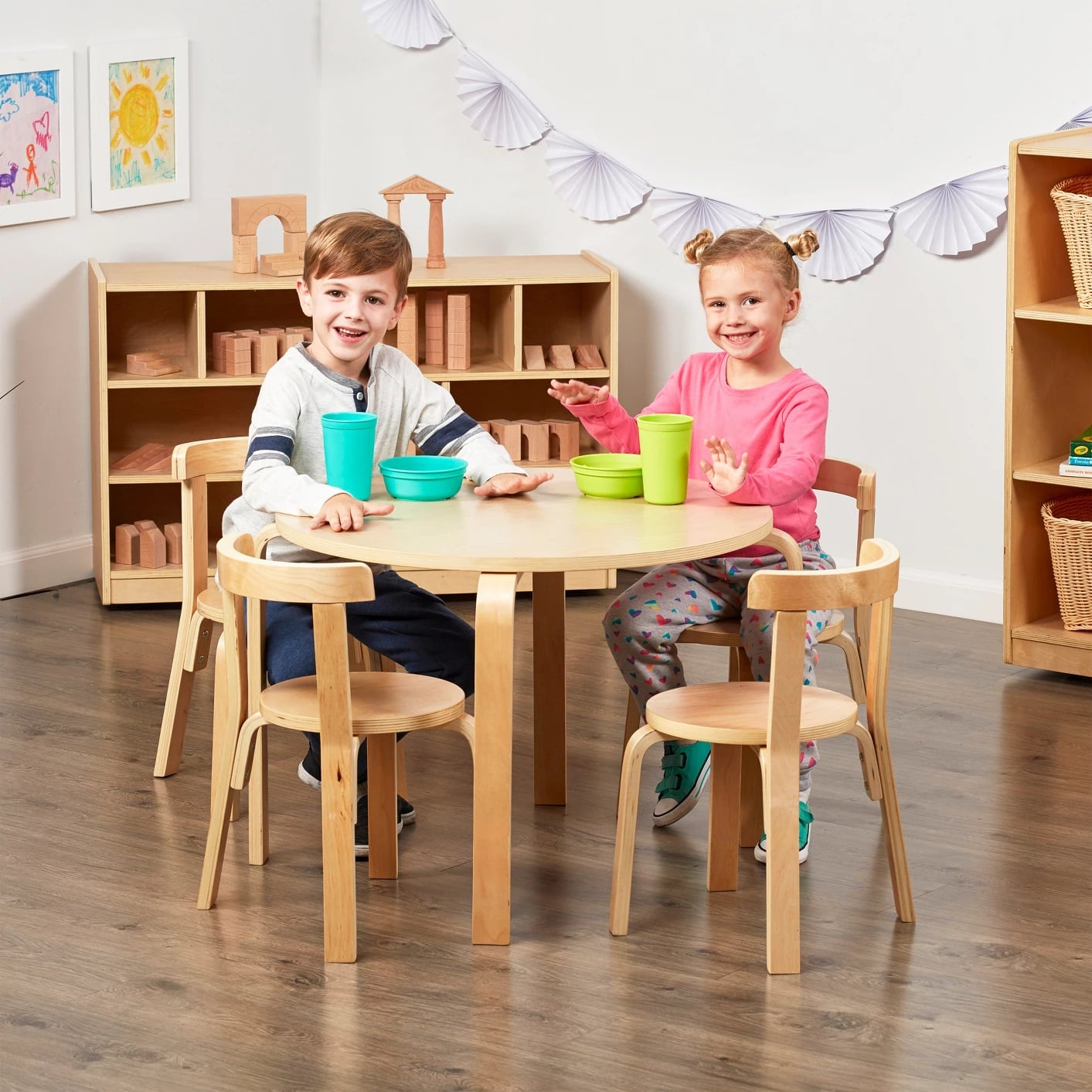 ECR4Kids Bentwood Curved Back Chair and Table Furniture Set