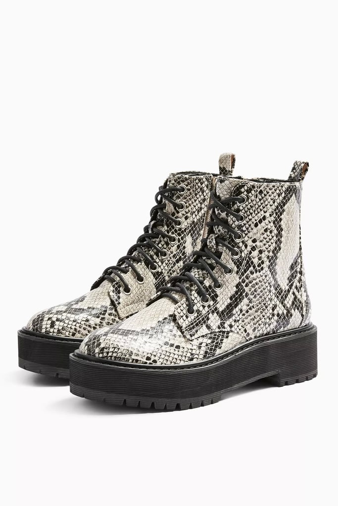 Topshop Oslo Snake Chunky Lace-Up Boots