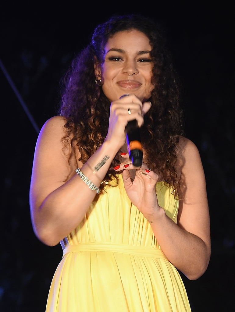 Jordin Sparks took the mic at The Giving Back Fund's Big Game Big Give event.