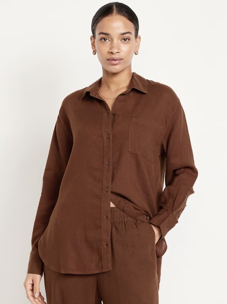 Old Navy Linen-Blend Loose Button-Down Shirt