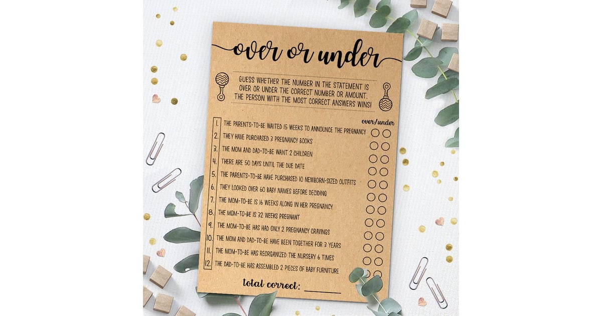 Over or Under Printable Baby Shower Game 30 Printable BabyShower