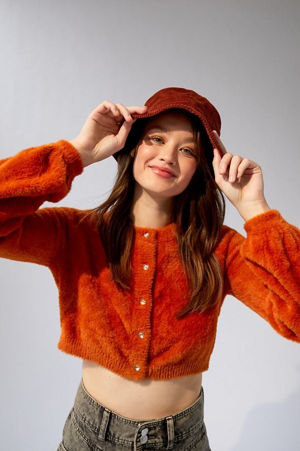 Shaggy Cardigan in red orange – Stüssy UK