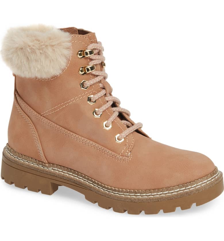 Steve Madden Alaska Lace-Up Bootie With Faux Fur Cuff