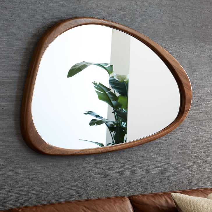 Mid-Century Asymmetrical Acorn Wood Wall Mirror | Small Apartment