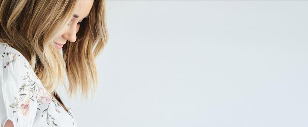 Lauren Conrad Blue Floral Dress in Baby Announcement 2019