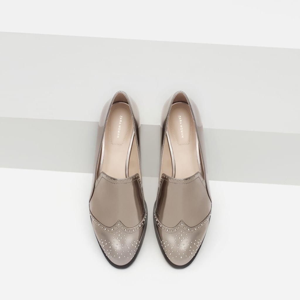 zara metal buckle loafers
