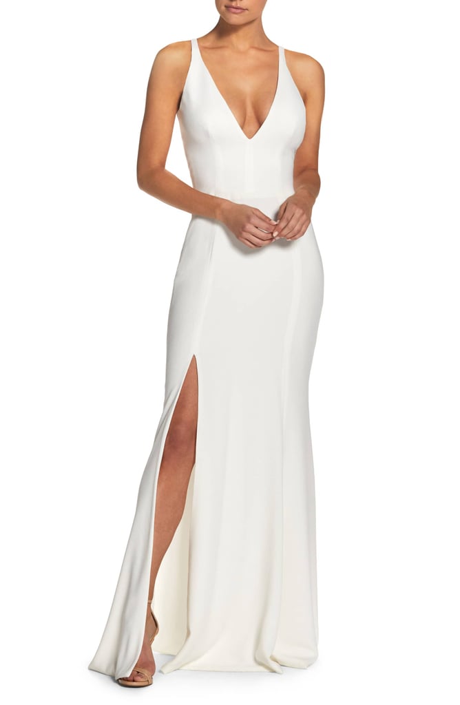 white crepe gown