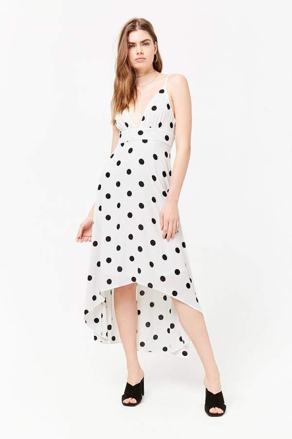 high low polka dot dress