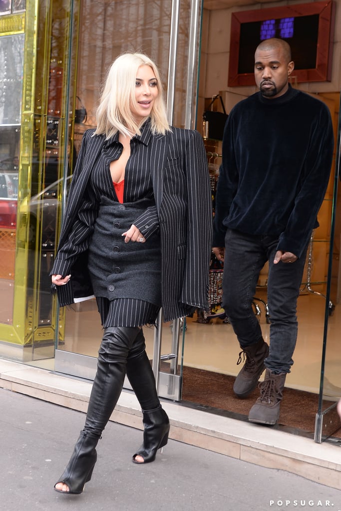 Kim Kardashian and Kanye West took a break from the front row during Paris Fashion Week on Monday.