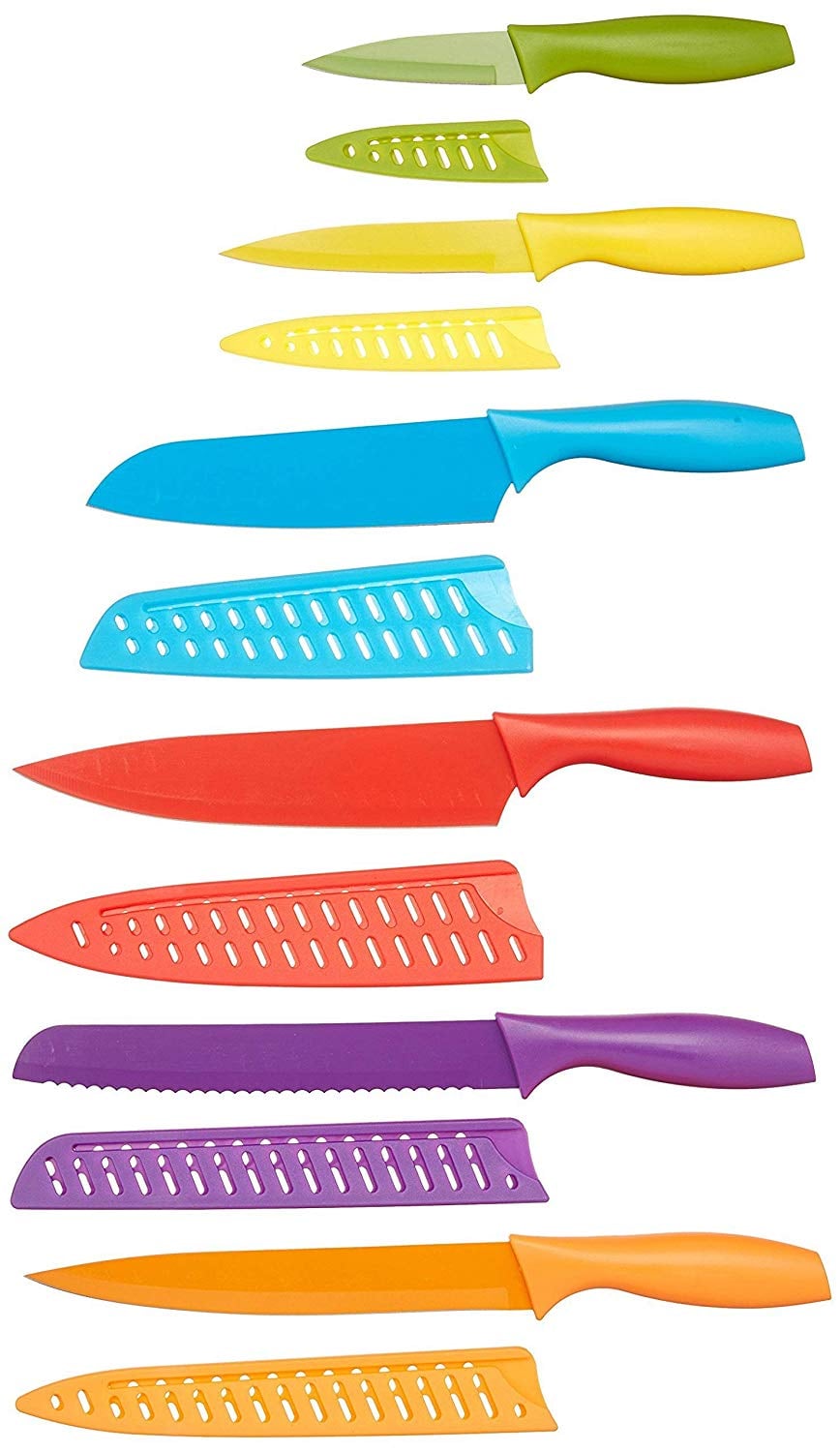 EATNEAT 12-Piece Colorful Kitchen Knife Set - 5 Colored Stainless