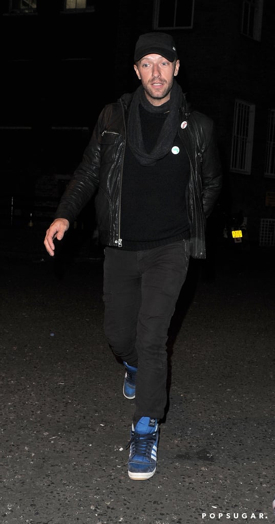 Chris Martin arrived at the party.