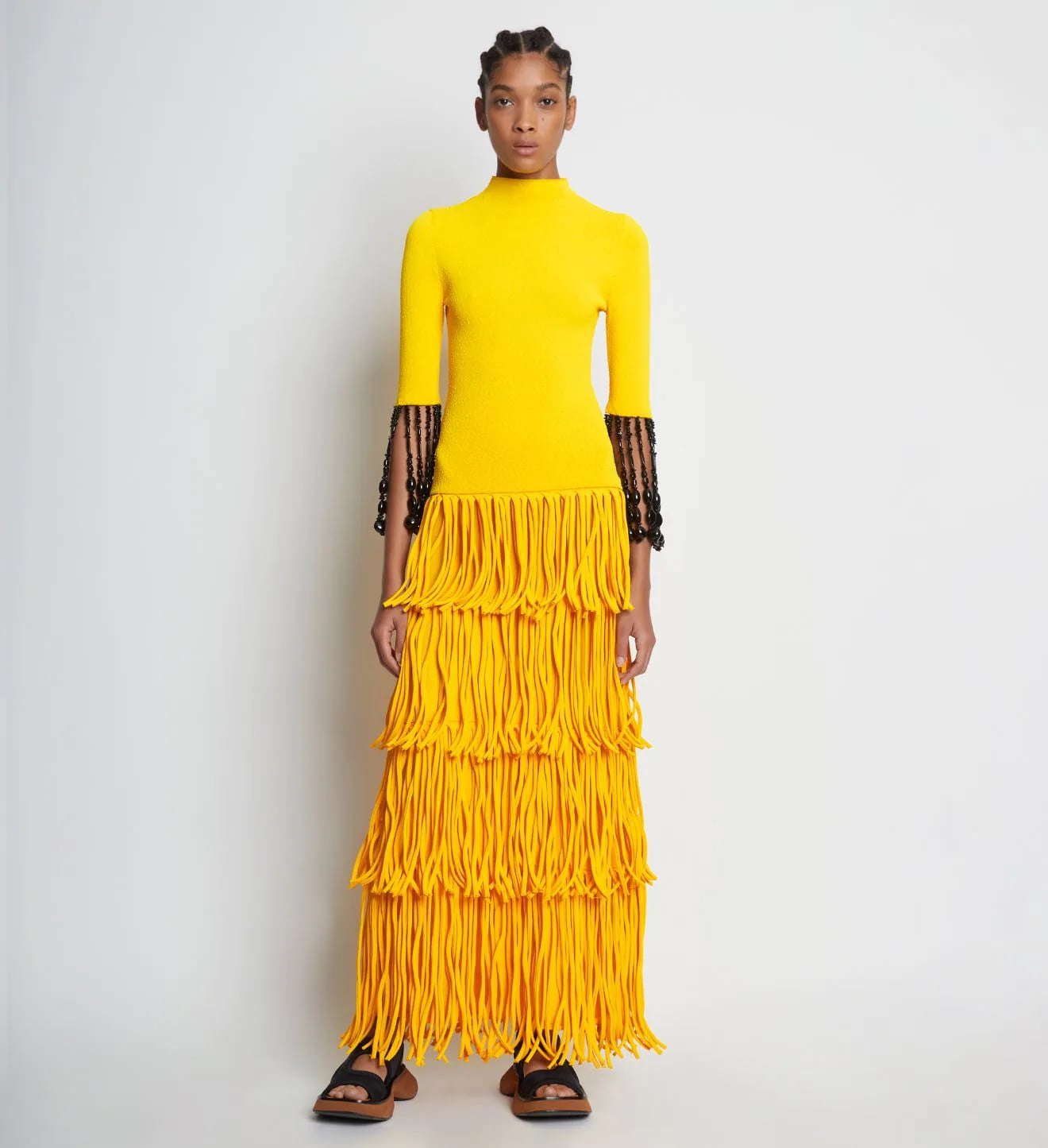 Yellow fringe dress hotsell